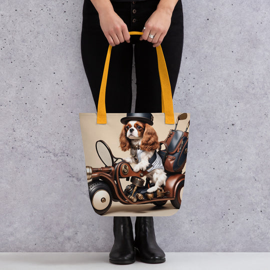 Tote bag-Cavalier King Charles Spaniel Golfer V4