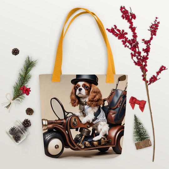 Tote bag-Cavalier King Charles Spaniel Golfer V4