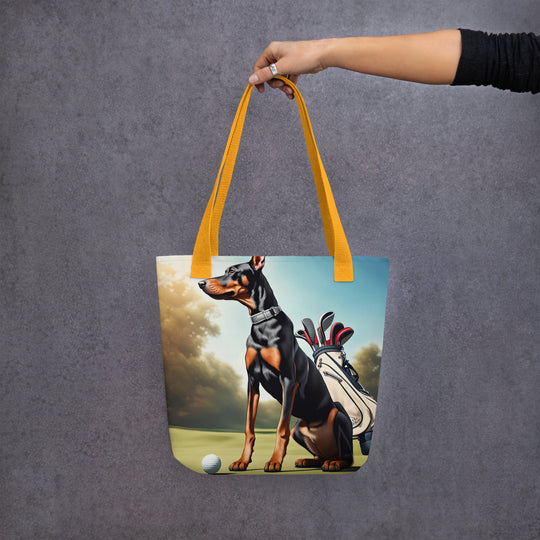 Tote bag-Doberman Pinscher Golfer V4