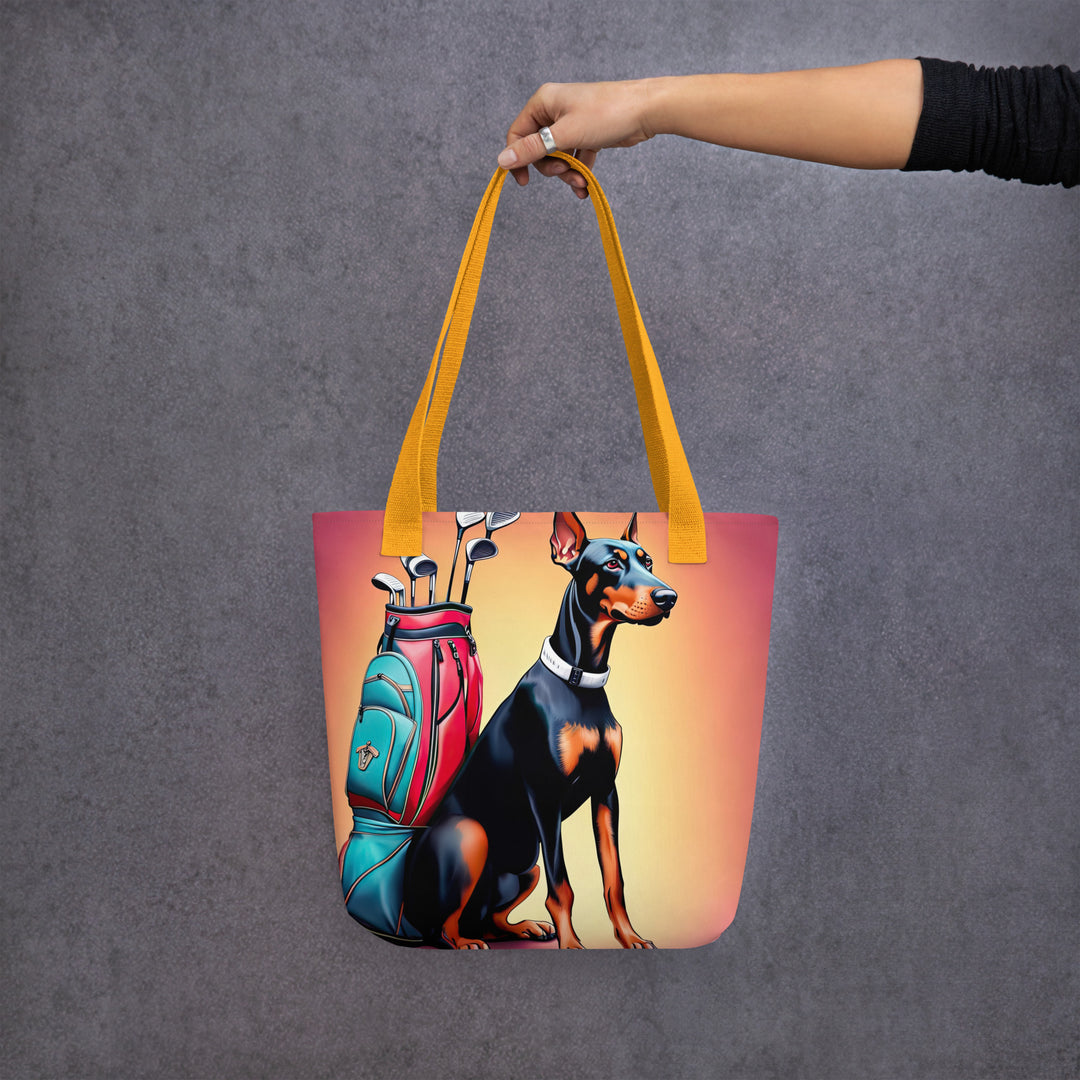 Tote bag-Doberman Pinscher Golfer V5