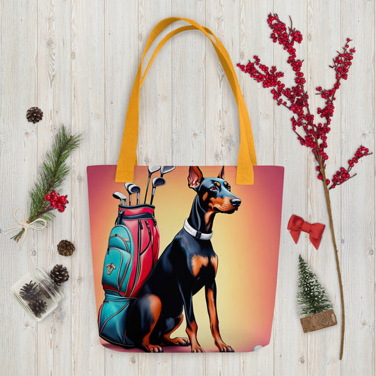 Tote bag-Doberman Pinscher Golfer V5