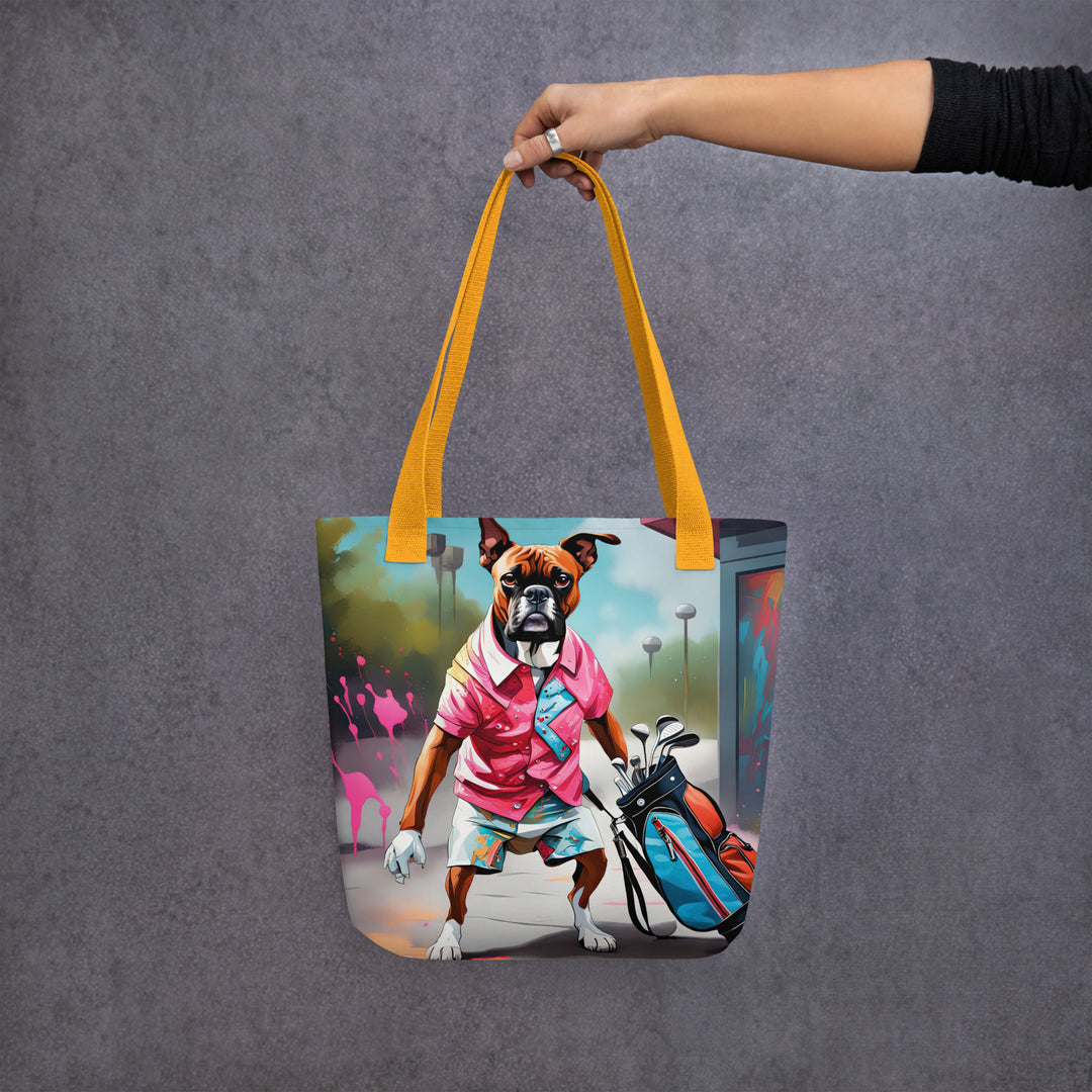 Tote bag-Boxer Golfer