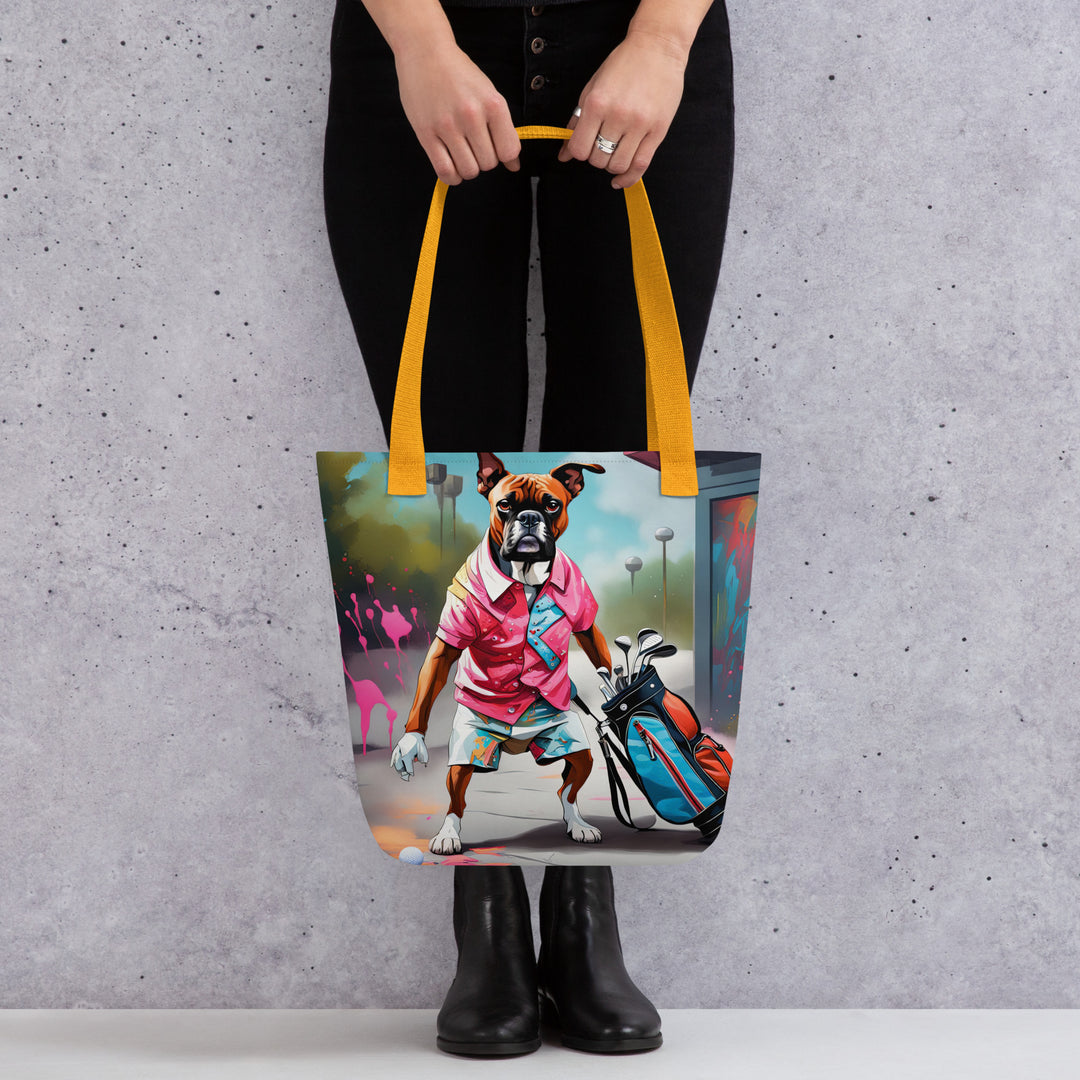 Tote bag-Boxer Golfer