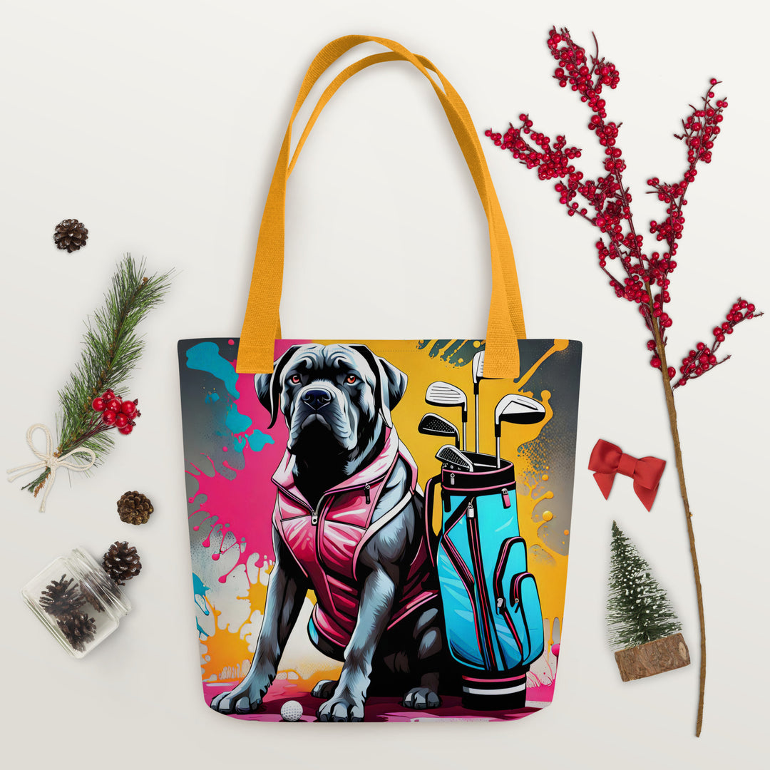 Tote bag-Cane Corso Golfer