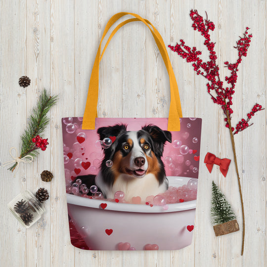 Tote bag-Australian Shepherd Romantic