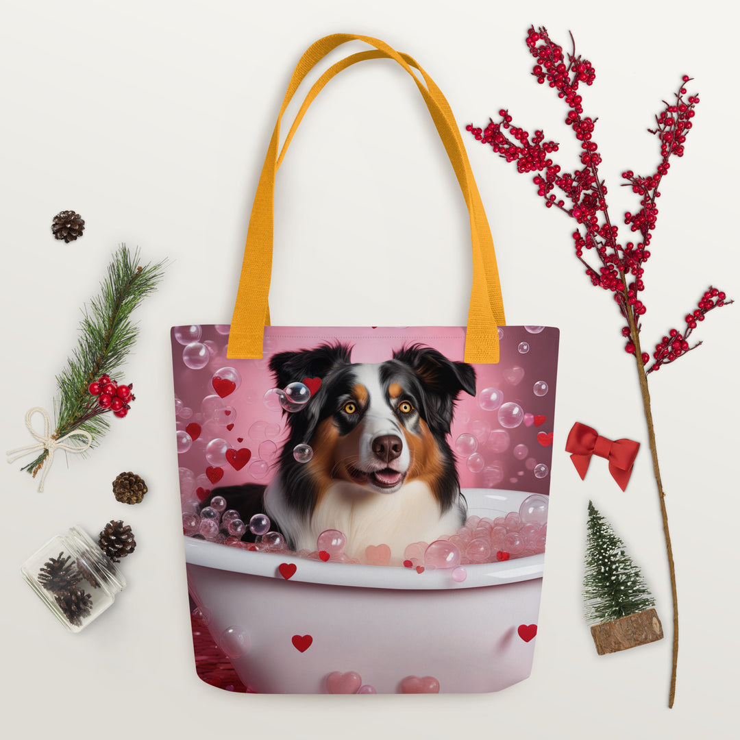 Tote bag-Australian Shepherd Romantic