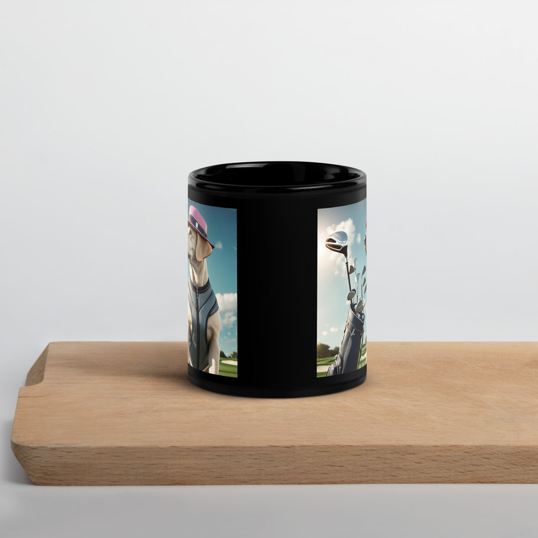 Black Glossy Mug-Labrador Retriever Golfer V8