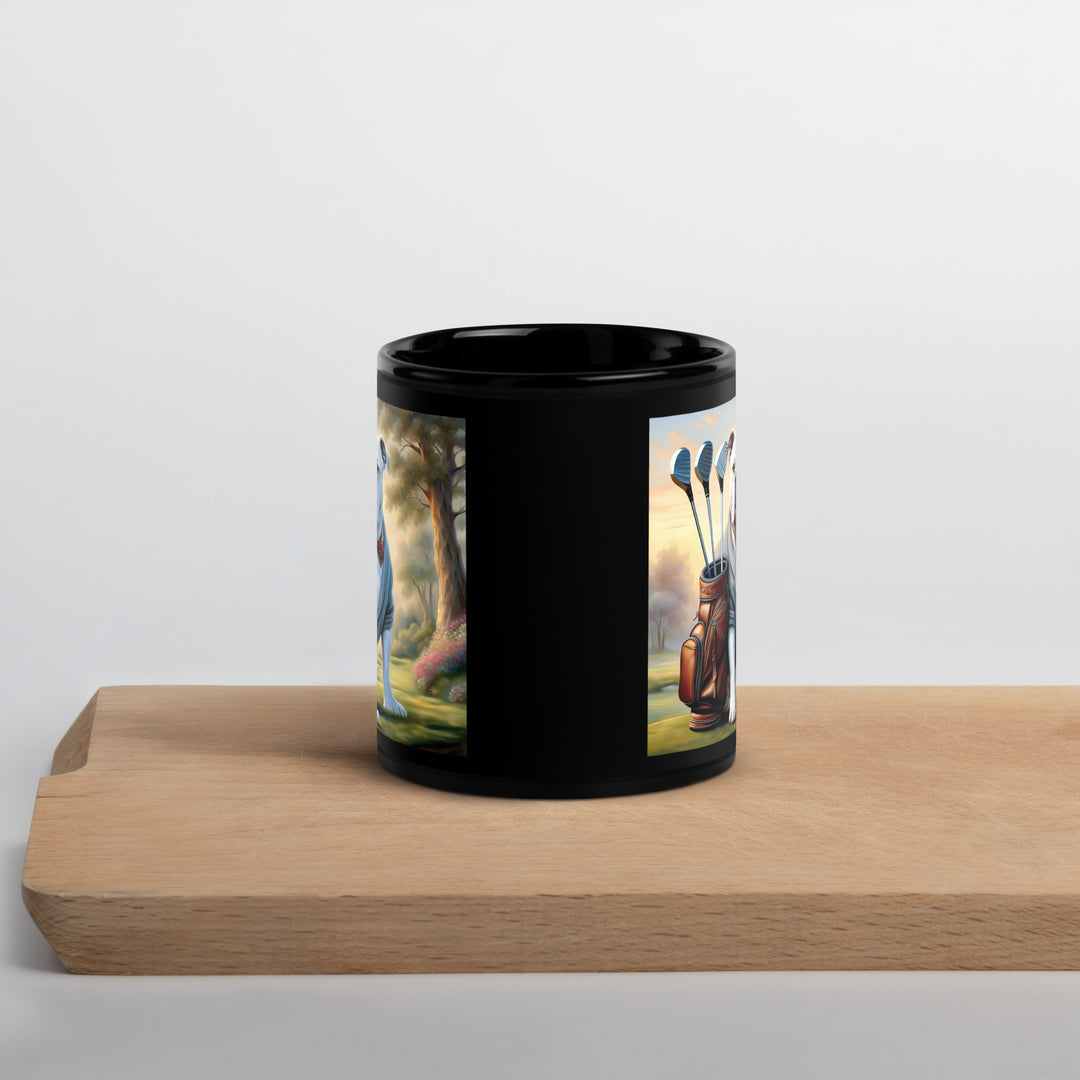 Bulldog Golfer- Black Glossy Mug v4