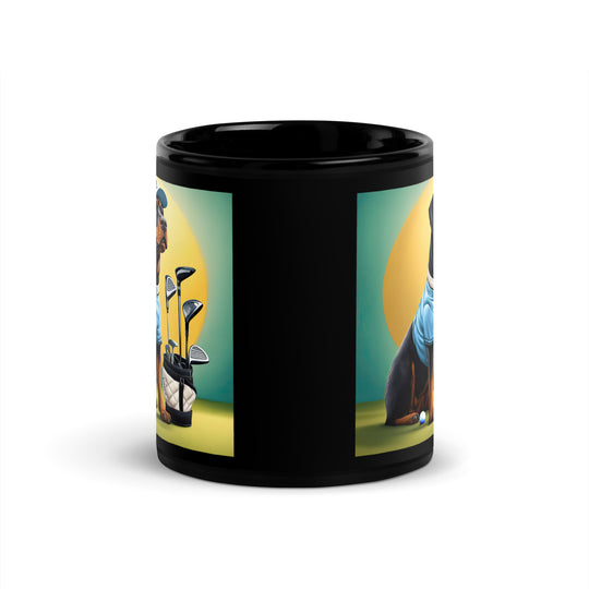 Rottweiler Golfer- Black Glossy Mug v3