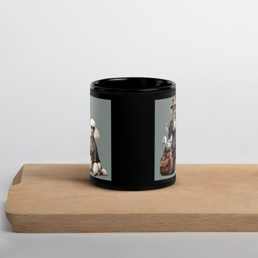 Poodle Golfer- Black Glossy Mug v5