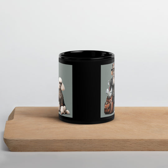 Poodle Golfer- Black Glossy Mug v5