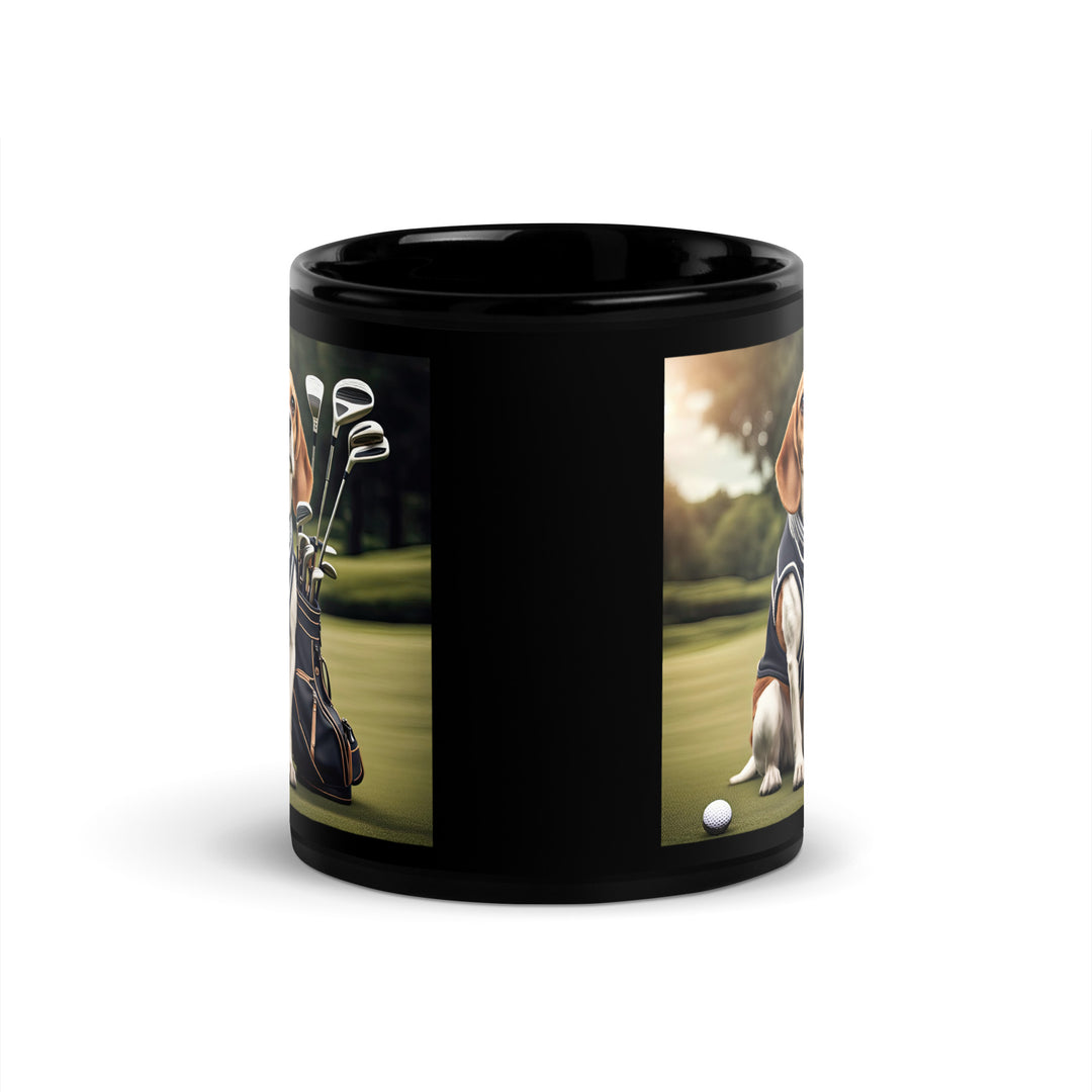 Beagle Golfer- Black Glossy Mug