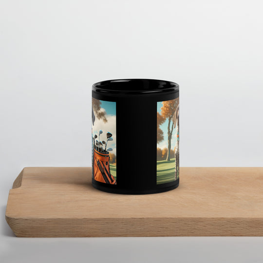 German Shorthaired Pointer Golfer- Black Glossy Mug