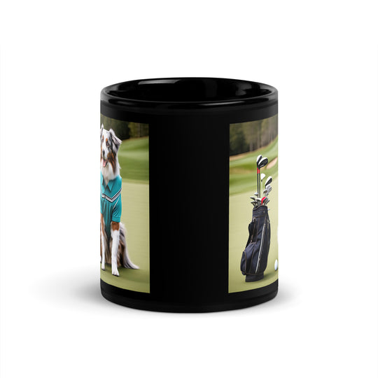 Australian Shepherd Golfer- Black Glossy Mug v4