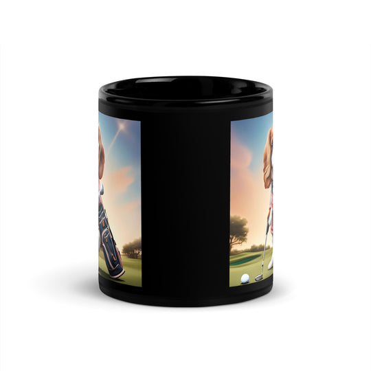 Cavalier King Charles Spaniel Golfer- Black Glossy Mug v2