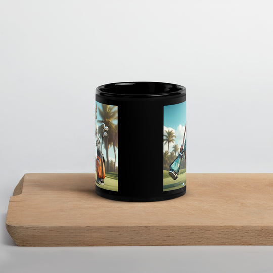 Doberman Pinscher Golfer- Black Glossy Mug v2