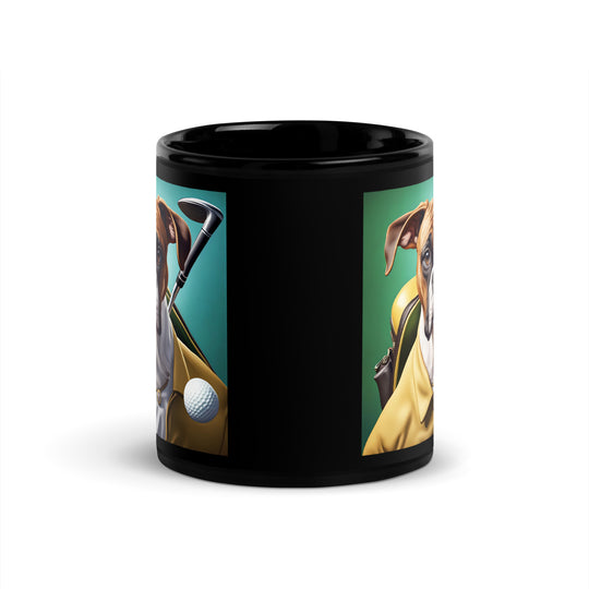 Boxer Golfer- Black Glossy Mug