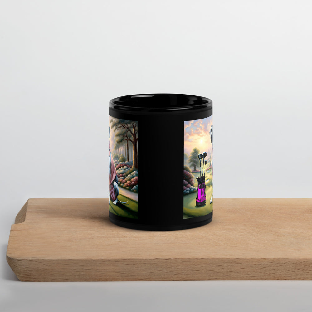 Great Dane Golfer- Black Glossy Mug v4