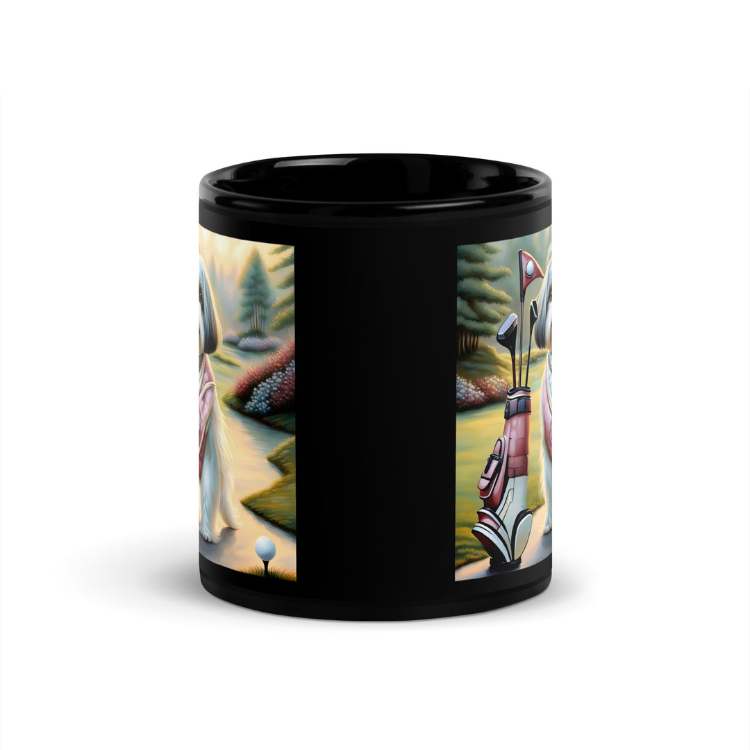 Shih Tzu Golfer- Black Glossy Mug