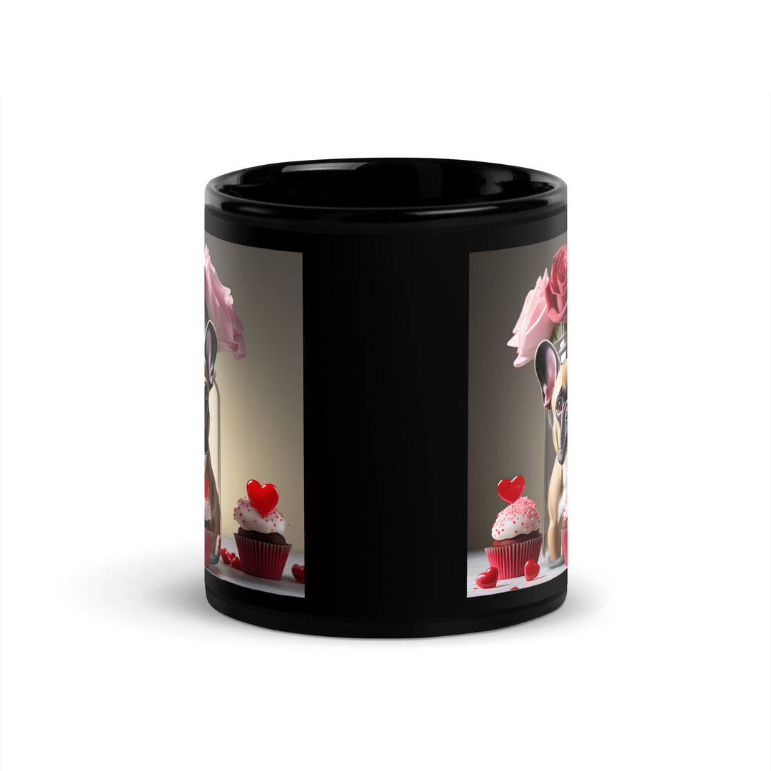 French Bulldog Romantic- Black Glossy Mug v4