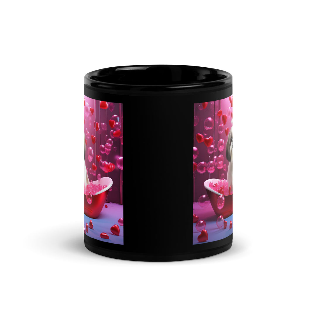 Shih Tzu Romantic- Black Glossy Mug