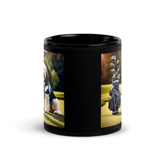 Bernedoodle Golfer- Black Glossy Mug