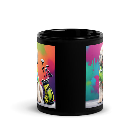 Bernedoodle Golfer- Black Glossy Mug v9