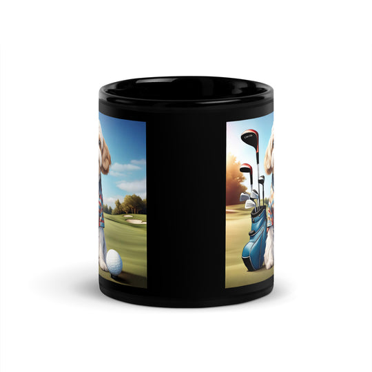 Cavachon Golfer- Black Glossy Mug