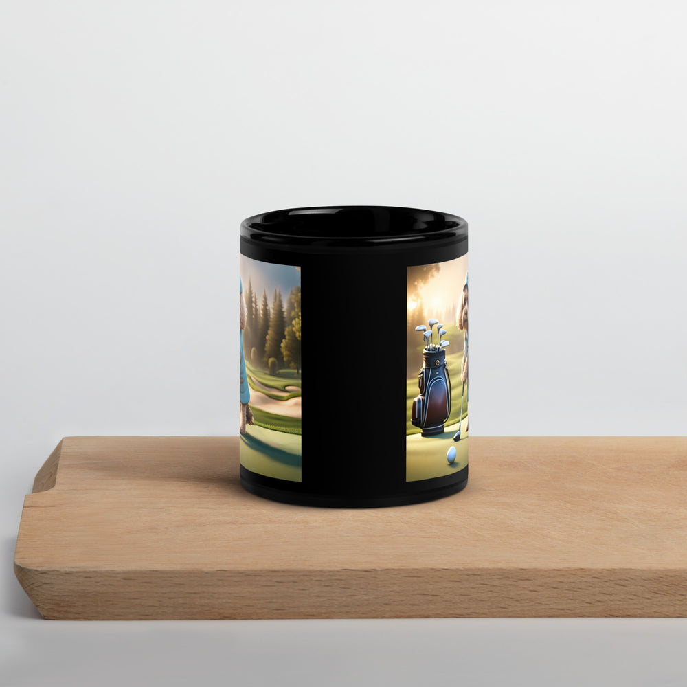 Cavapoo Golfer- Black Glossy Mug v5