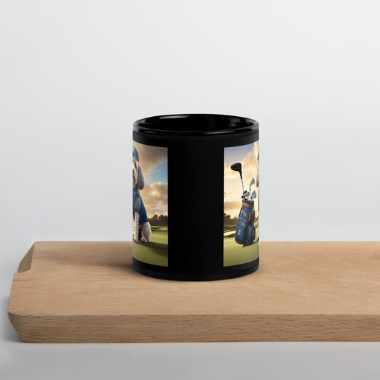 Cockapoo Golfer- Black Glossy Mug v8