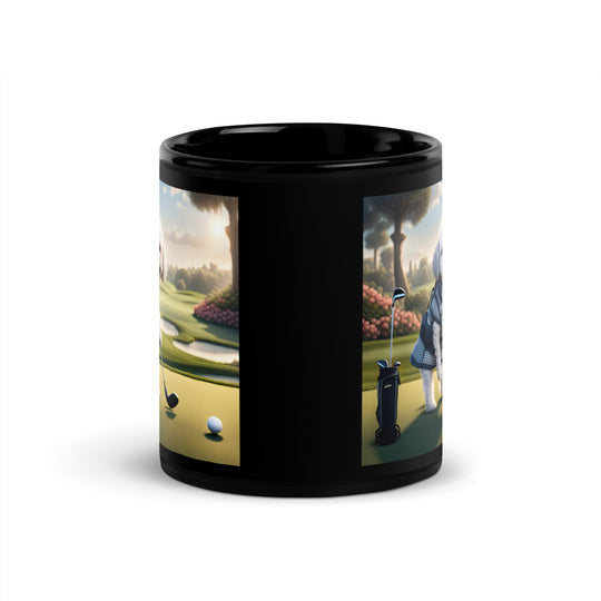 Maltipoo Golfer- Black Glossy Mug