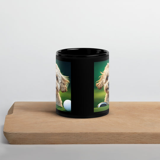 Maltipoo Golfer- Black Glossy Mug v6