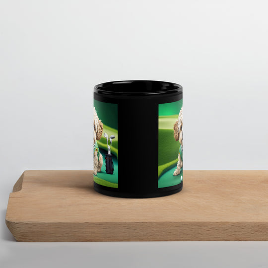 Maltipoo Golfer- Black Glossy Mug v7