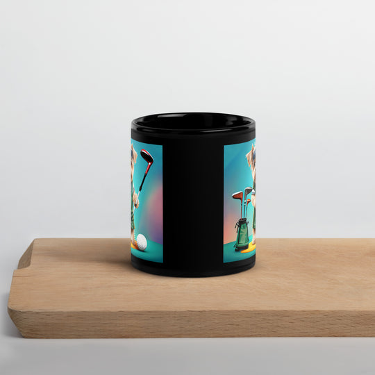 Morkie Golfer- Black Glossy Mug v3