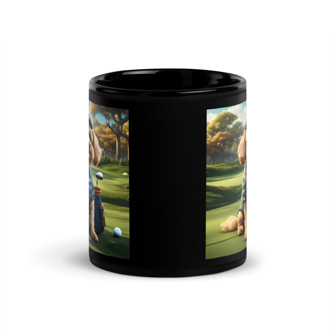 Pekapoo Golfer- Black Glossy Mug