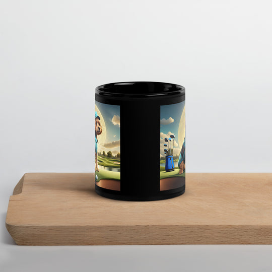 Pekapoo Golfer- Black Glossy Mug v9