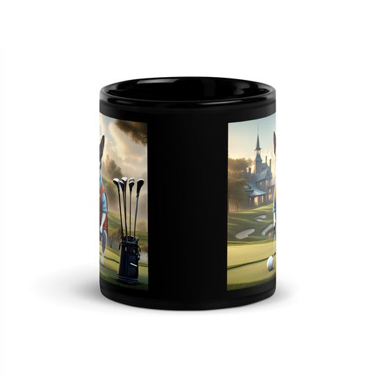 Texas Heeler Golfer- Black Glossy Mug