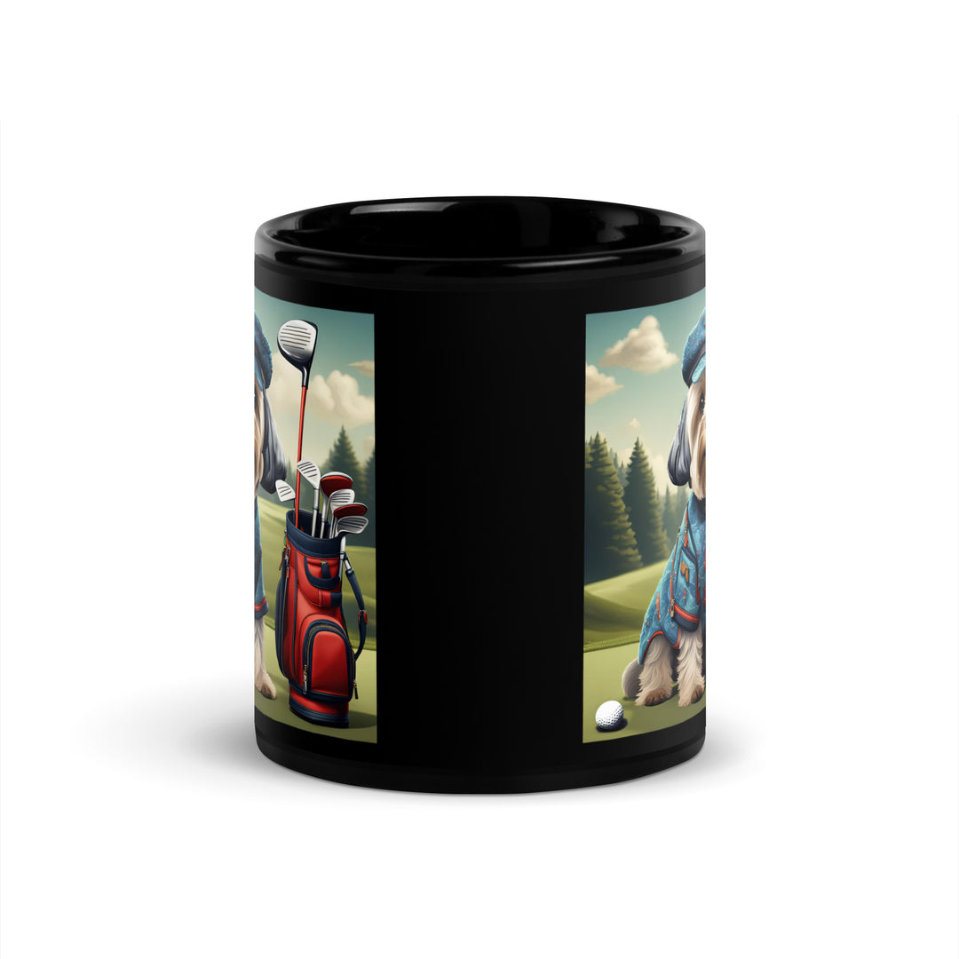 Yorkipoo Golfer- Black Glossy Mug v4