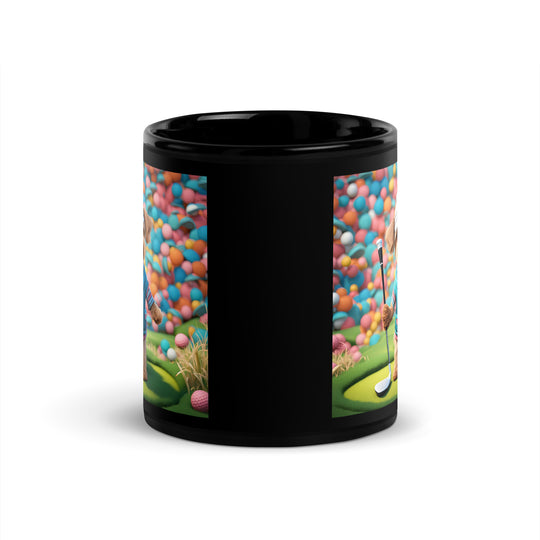 Yorkipoo Golfer- Black Glossy Mug v14