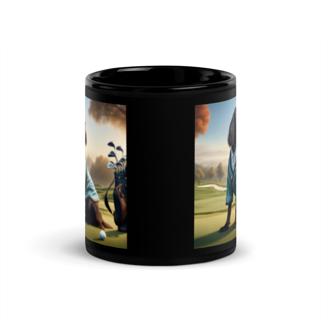 Sprocker Spaniel Golfer- Black Glossy Mug v3