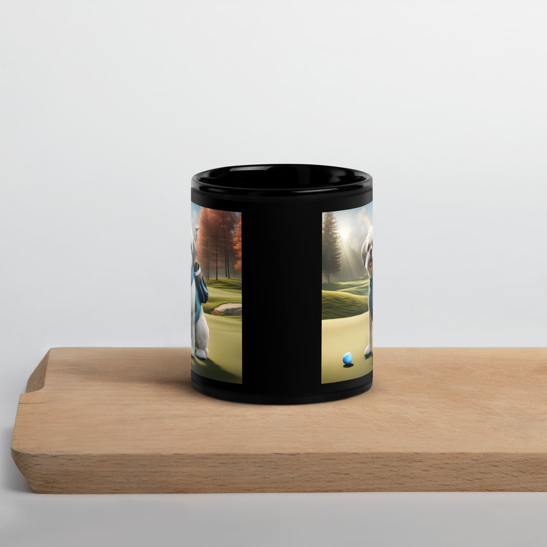 Pugapoo Golfer- Black Glossy Mug v2