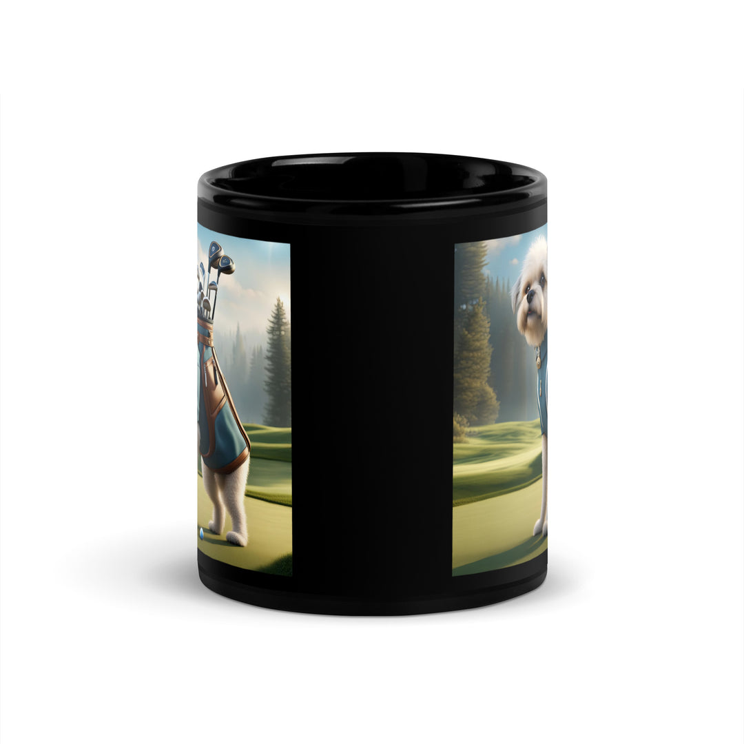 Pugapoo Golfer- Black Glossy Mug v9