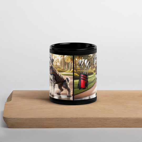 Schnoodle Golfer- Black Glossy Mug v11
