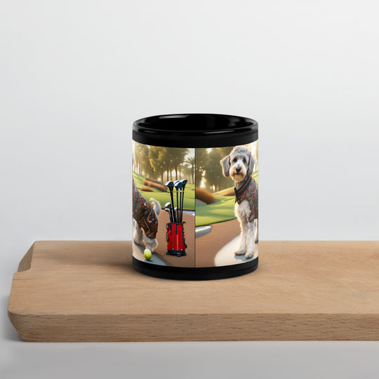 Schnoodle Golfer- Black Glossy Mug v14