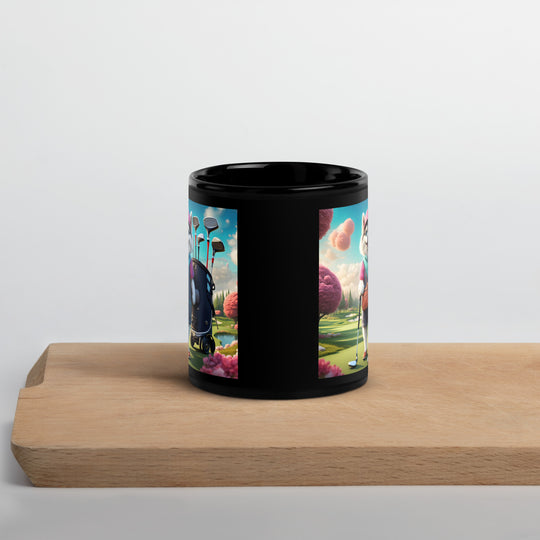 Pomsky Golfer- Black Glossy Mug v13