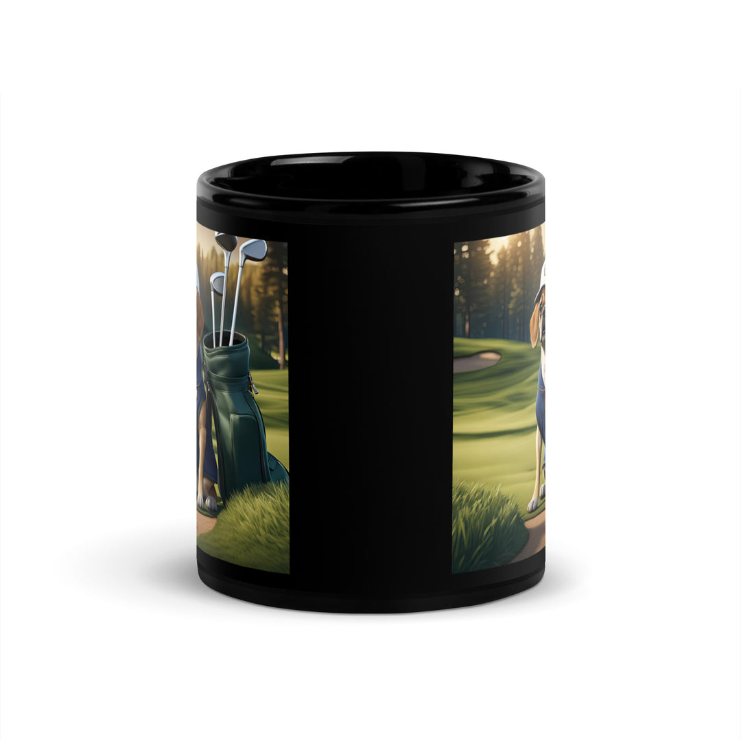 Puggle Golfer- Black Glossy Mug