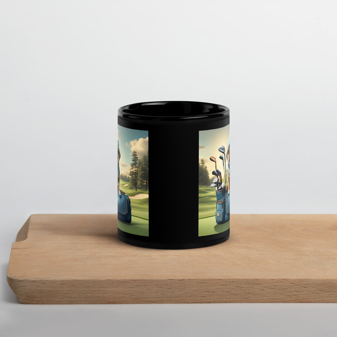 Puggle Golfer- Black Glossy Mug v2