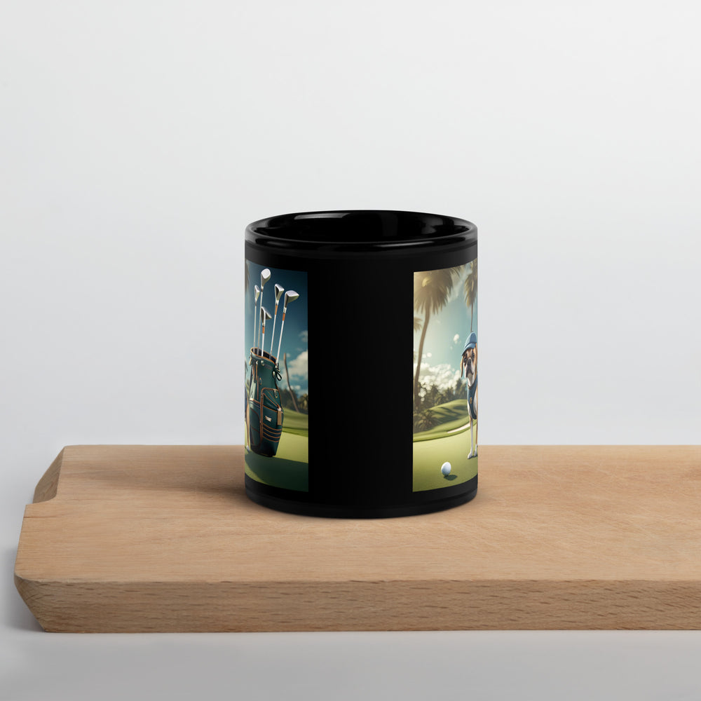 Puggle Golfer- Black Glossy Mug v13