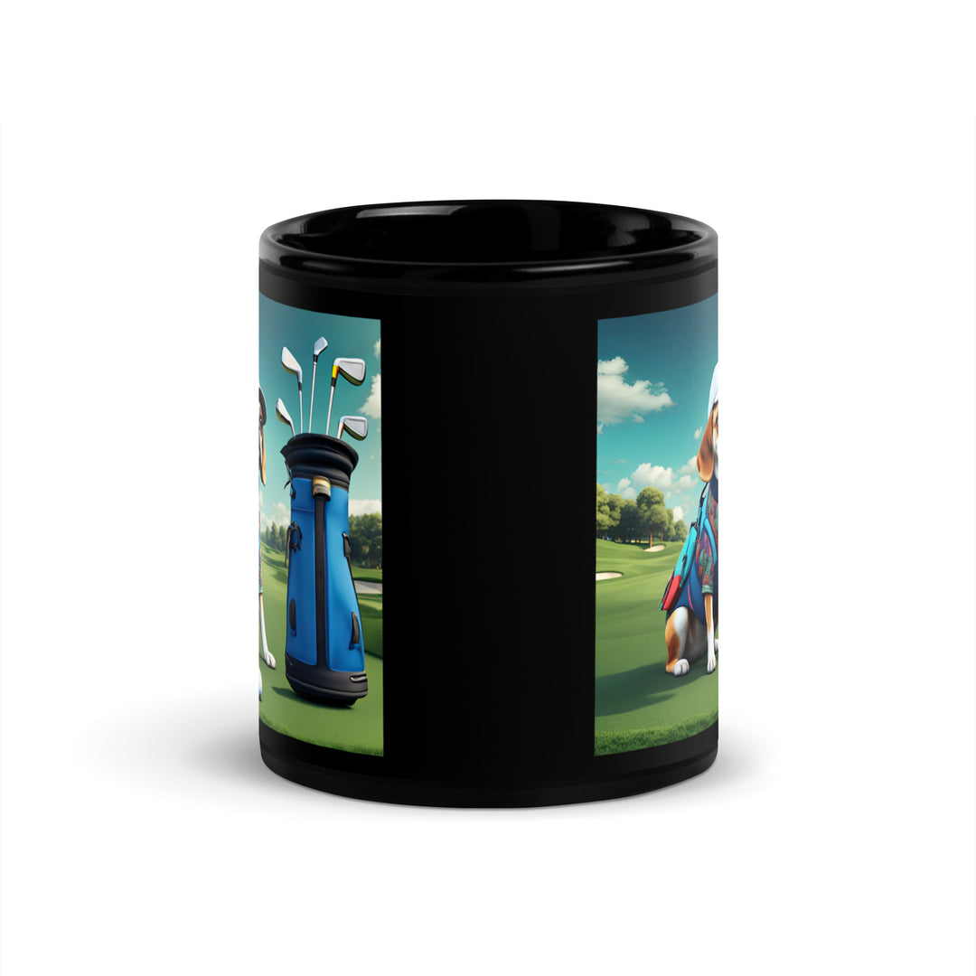 Puggle Golfer- Black Glossy Mug v17