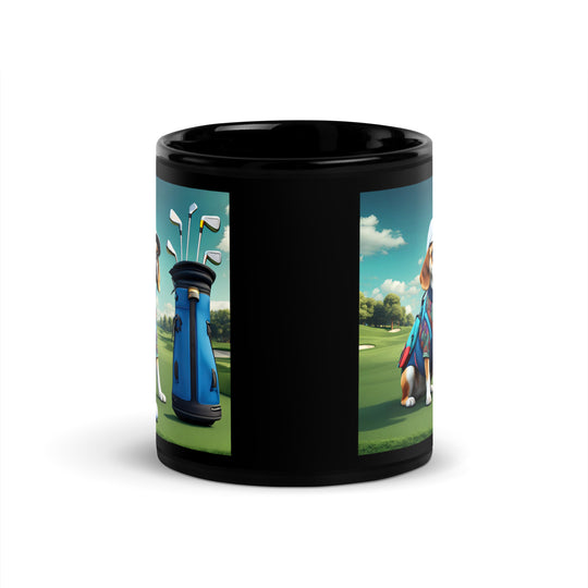 Puggle Golfer- Black Glossy Mug v17